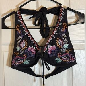 Gibson Latimer boho embroidered festival beach resort bikini top